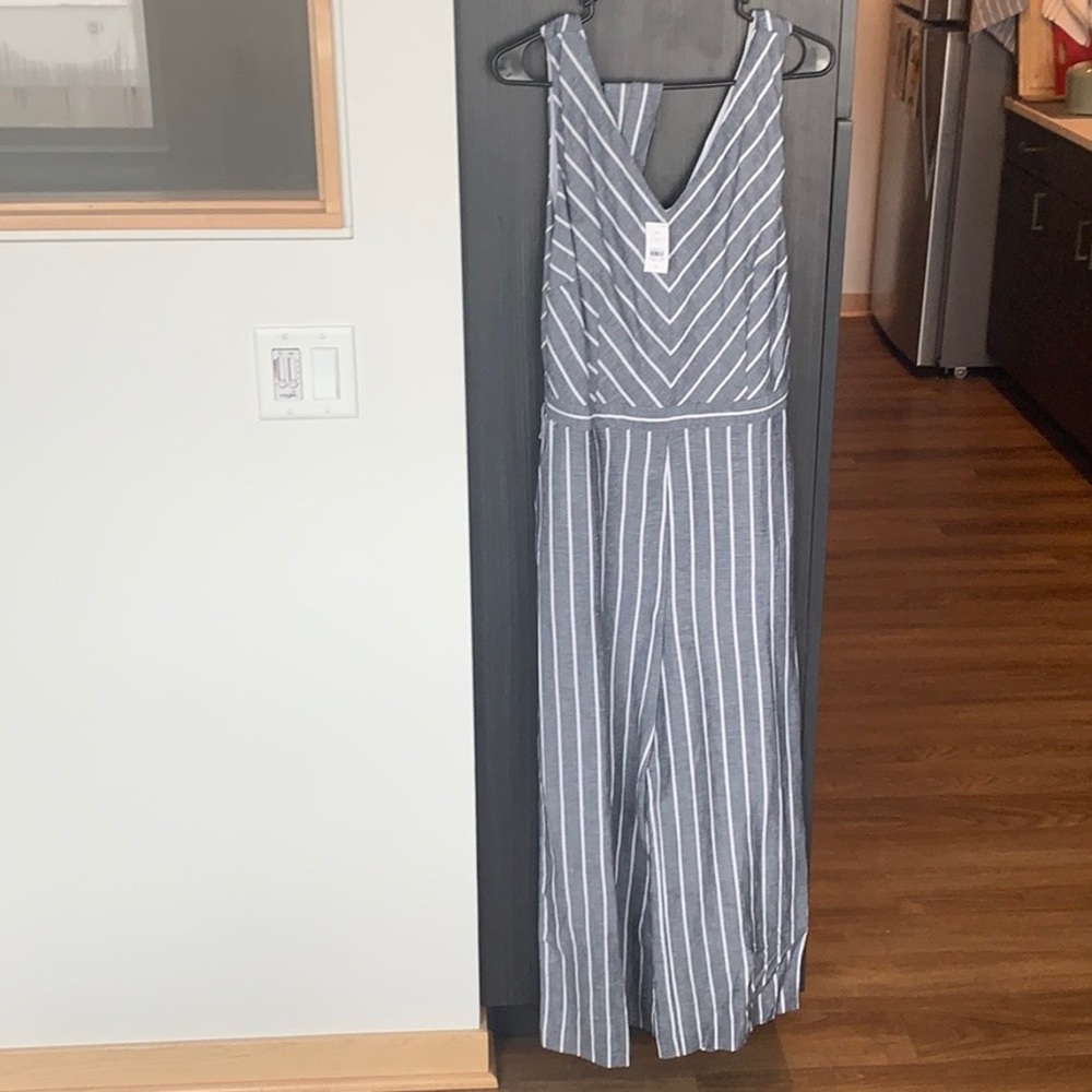 Loft Gray & White Jumpsuit